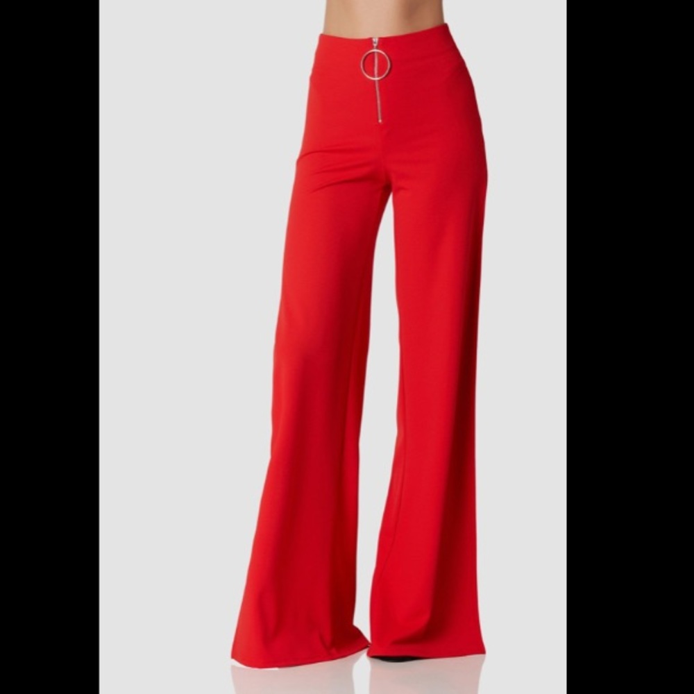Side Slits Red Pants